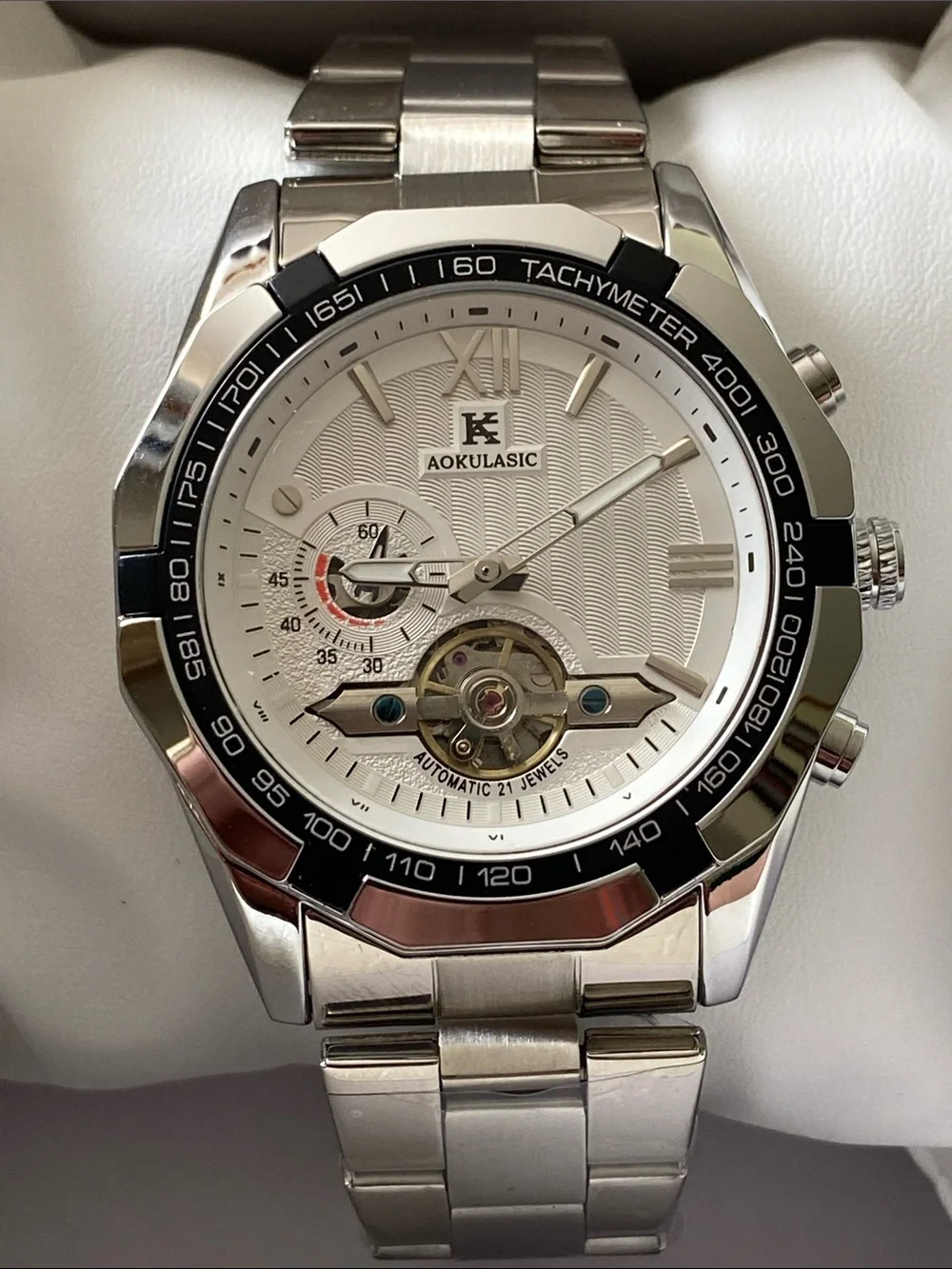 Aokulasic Automatic Men’s Watch with White Dial